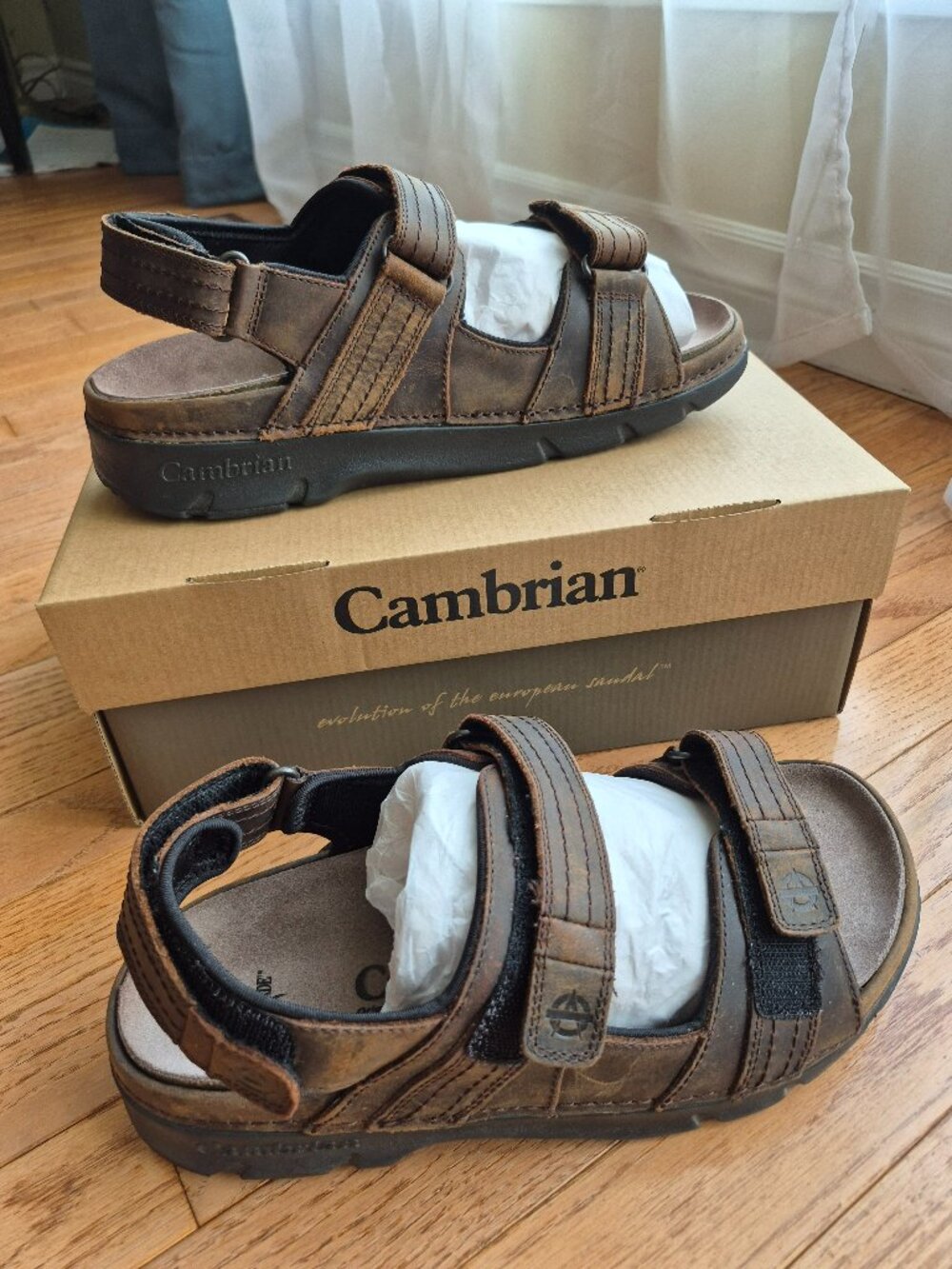Cambrian Navigator Brown Leather Sandal 11 EE - Wide Comfort for Sensitive Feet